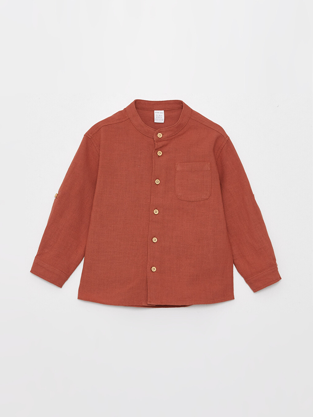 Grandad Collar Long Sleeve Basic Baby Boys' Shirt