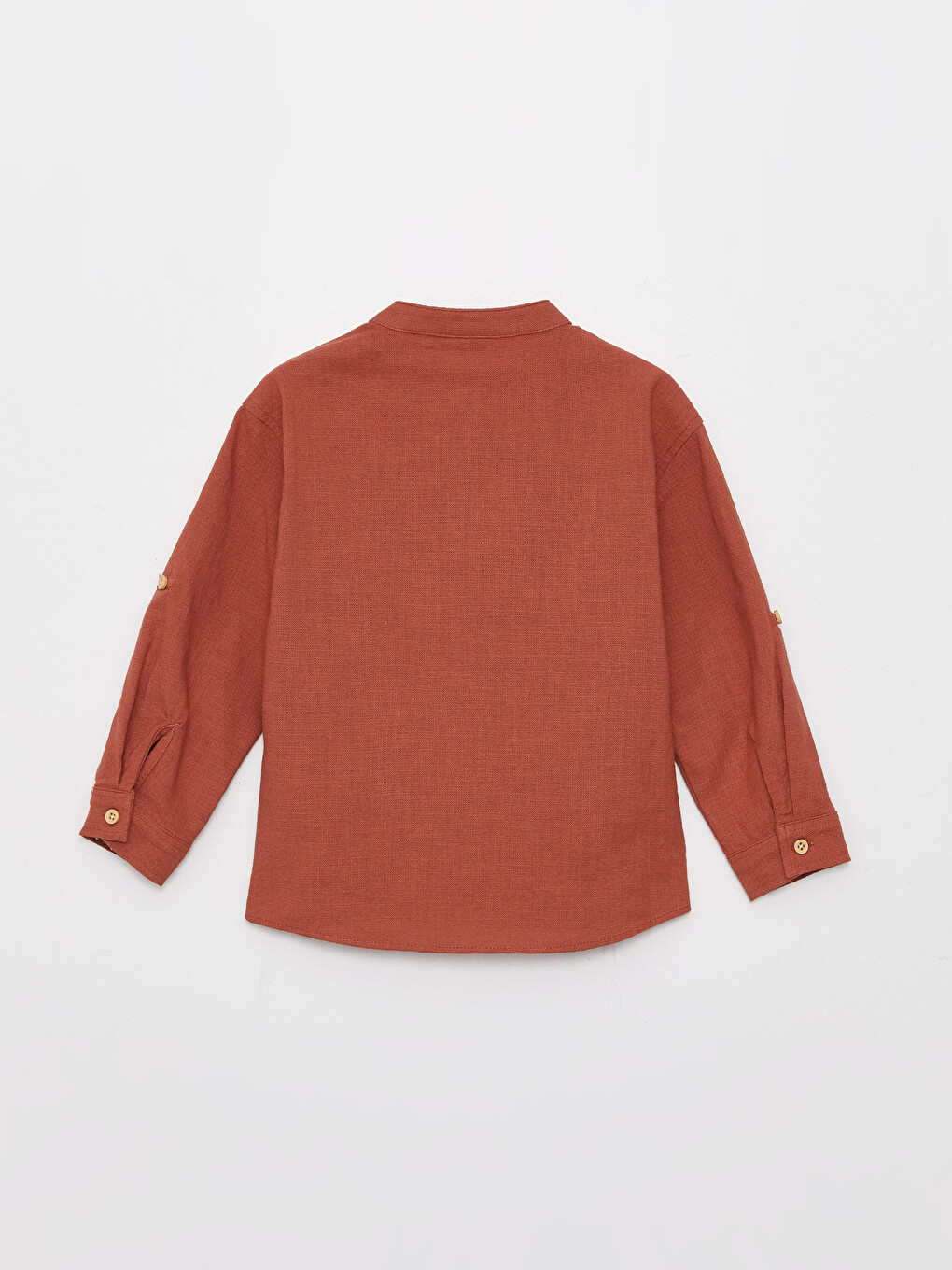 Grandad Collar Long Sleeve Basic Baby Boys' Shirt-1