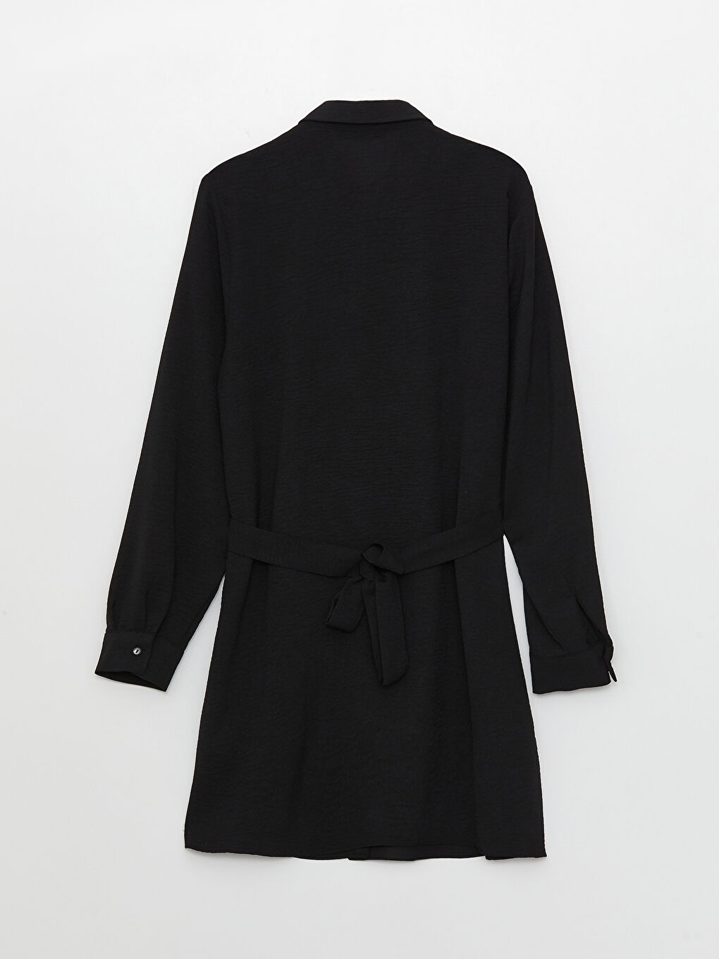 Siyah Düz Uzun Kollu Kadın Gömlek Tunik-6