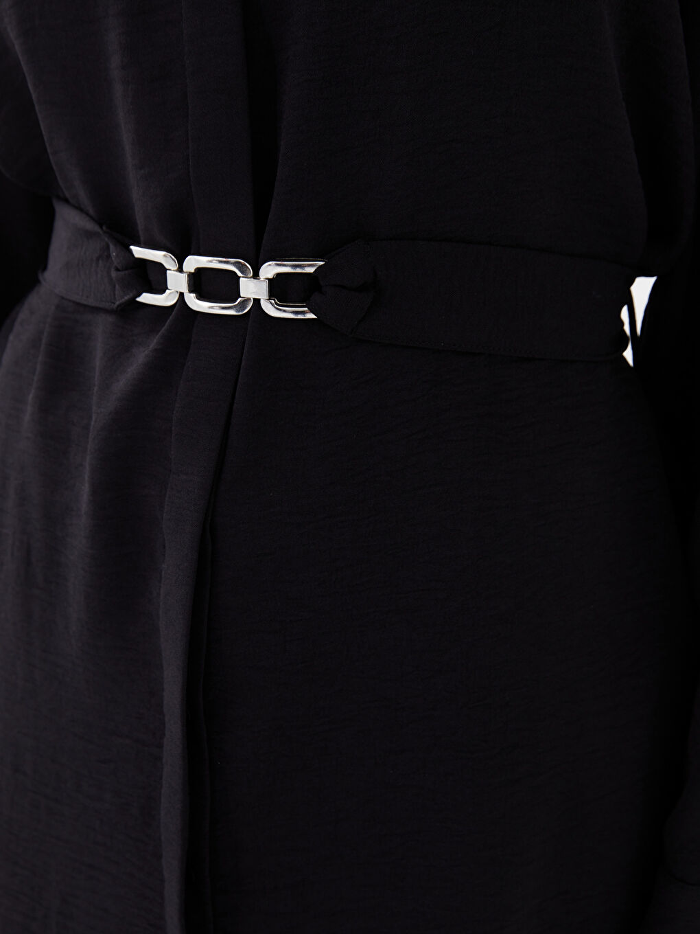 Siyah Düz Uzun Kollu Kadın Gömlek Tunik-3