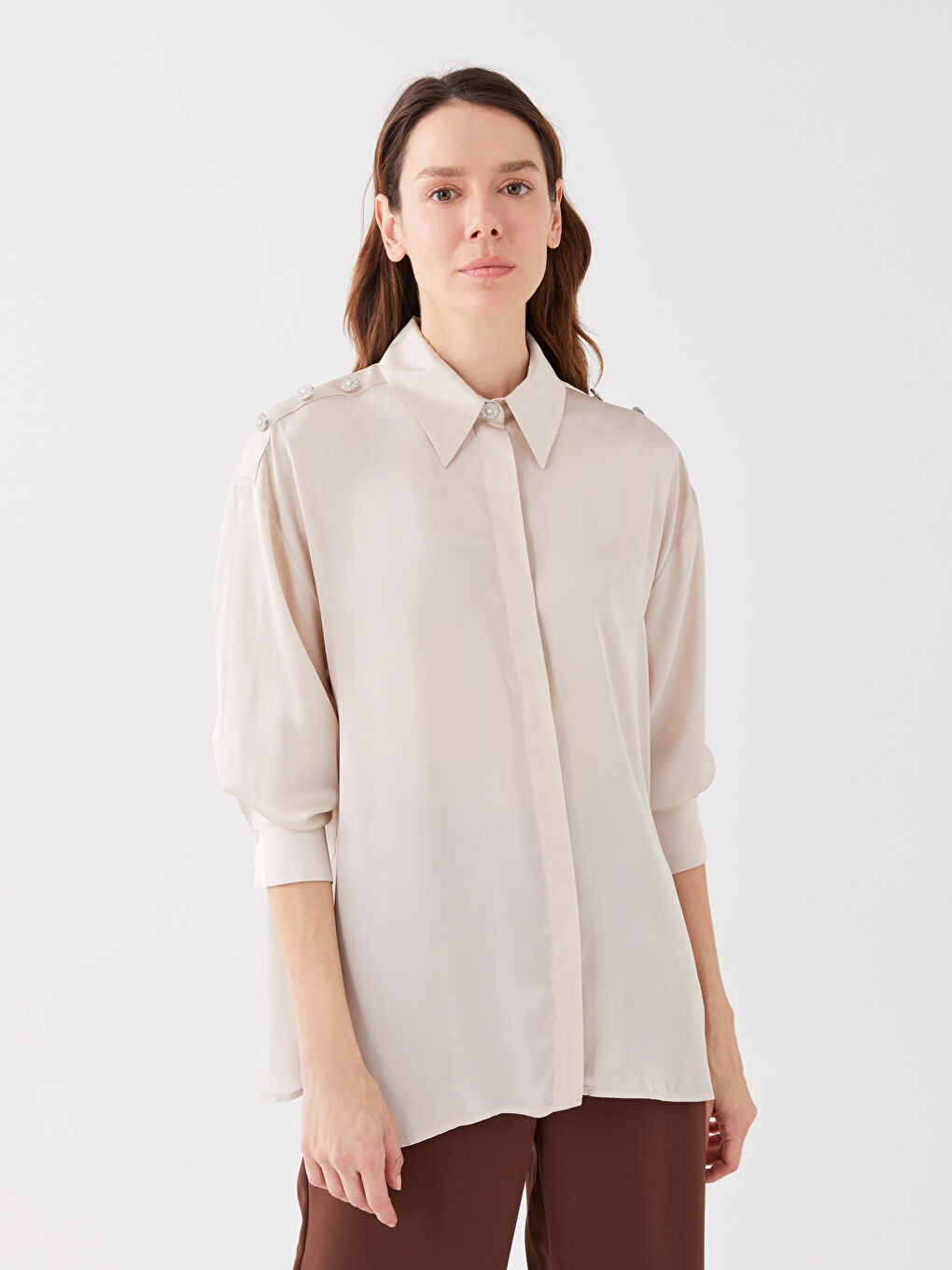 Plain Long Sleeve Oversize Aerobin Women's Shirt-1