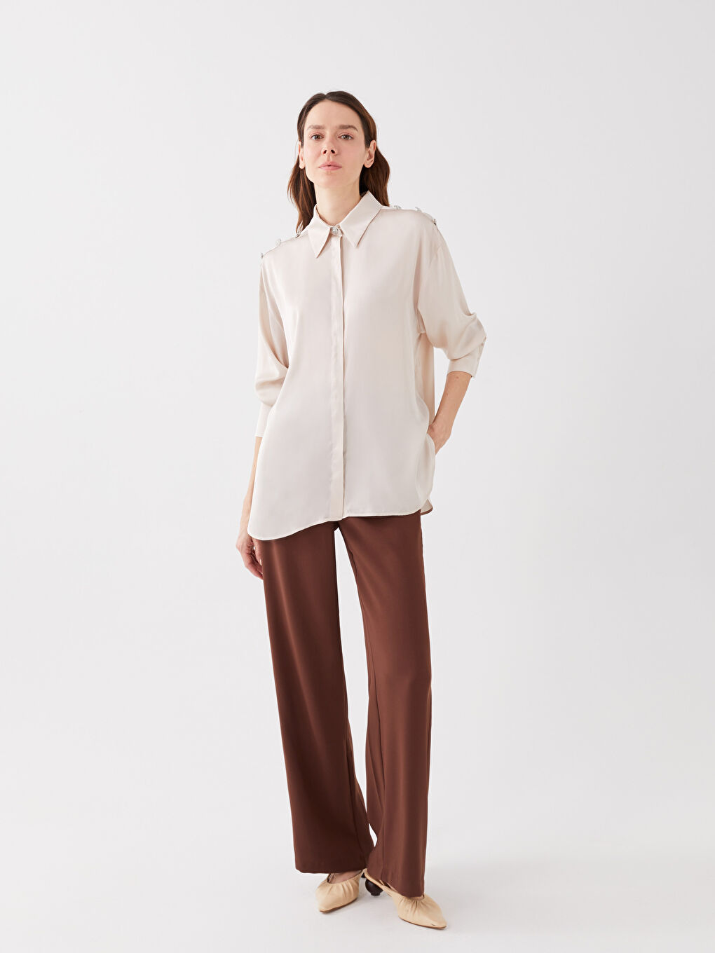 Plain Long Sleeve Oversize Aerobin Women's Shirt-2