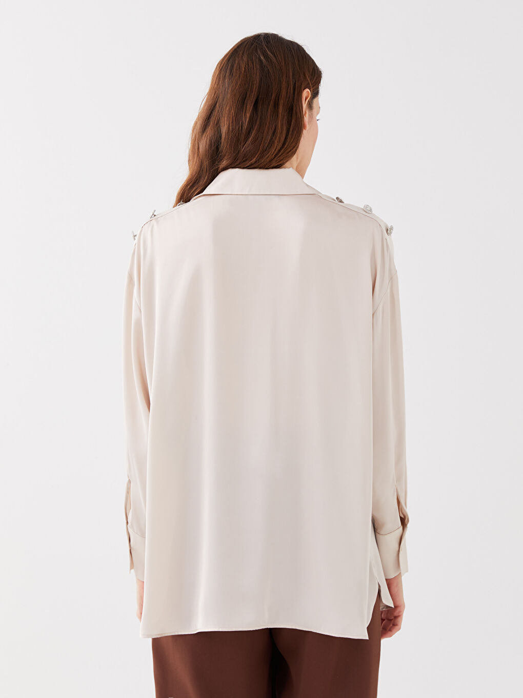 Plain Long Sleeve Oversize Aerobin Women's Shirt-4