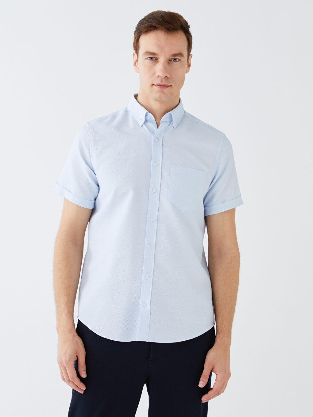 Regular Fit Short Sleeve Dobby Men's Shirt