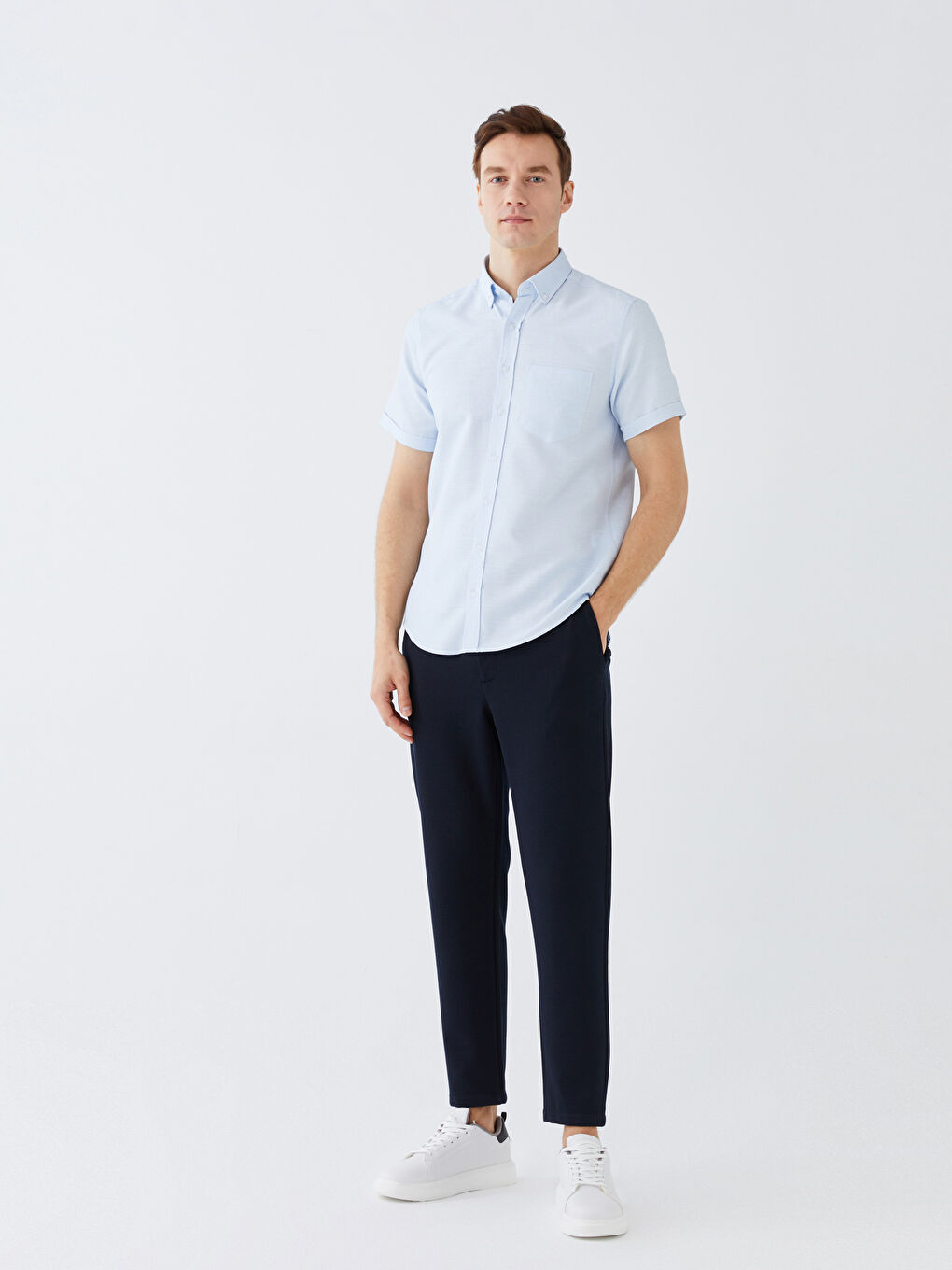 Regular Fit Short Sleeve Dobby Men's Shirt-1