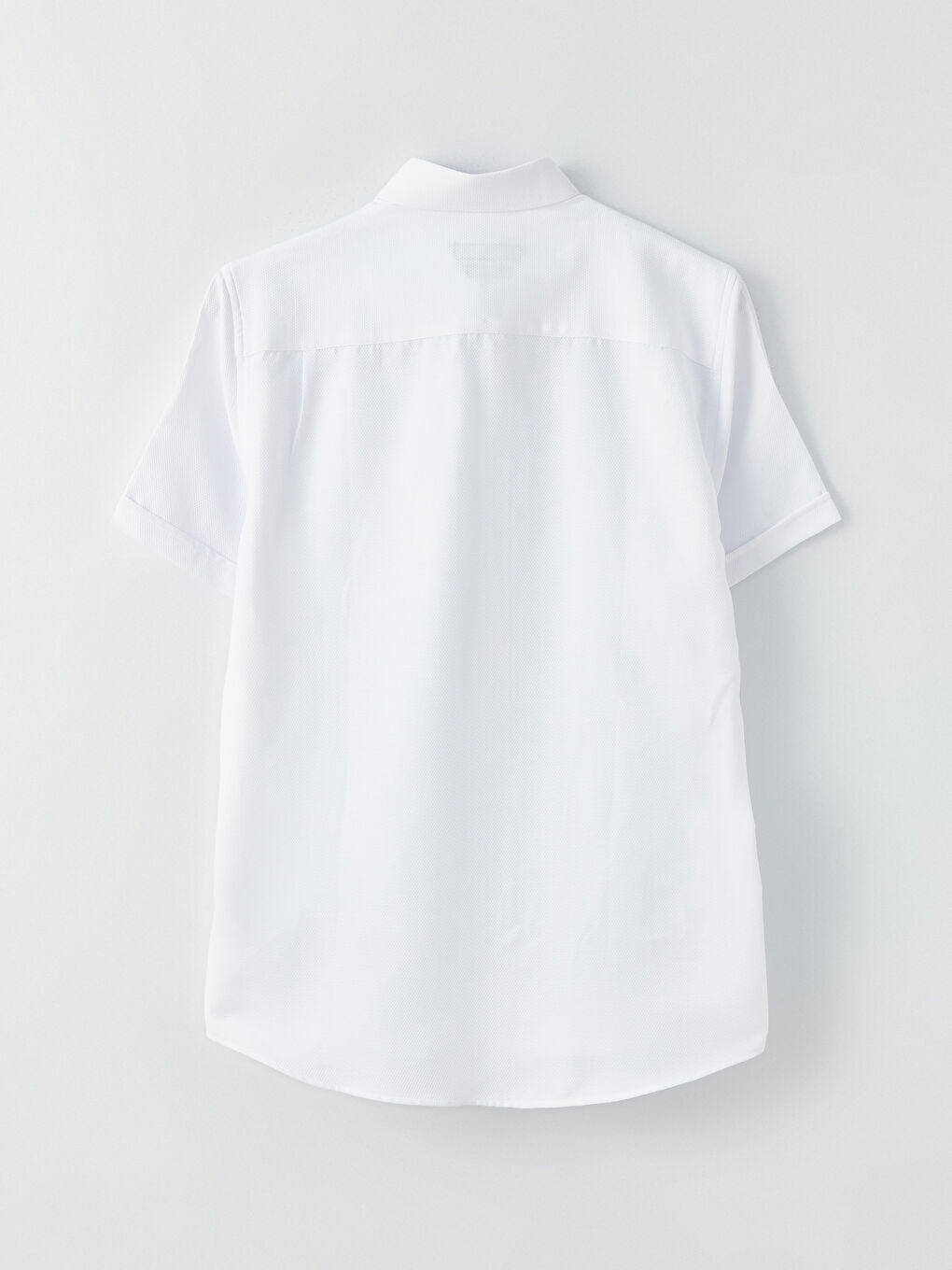 Beyaz Regular Fit Kısa Kollu Armürlü Erkek Gömlek-6