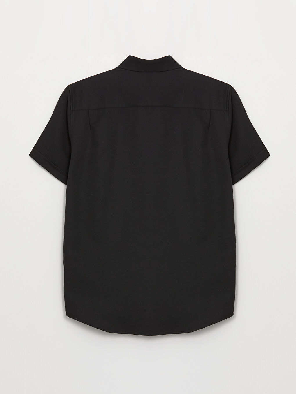 Siyah Regular Fit Kısa Kollu Armürlü Erkek Gömlek-6