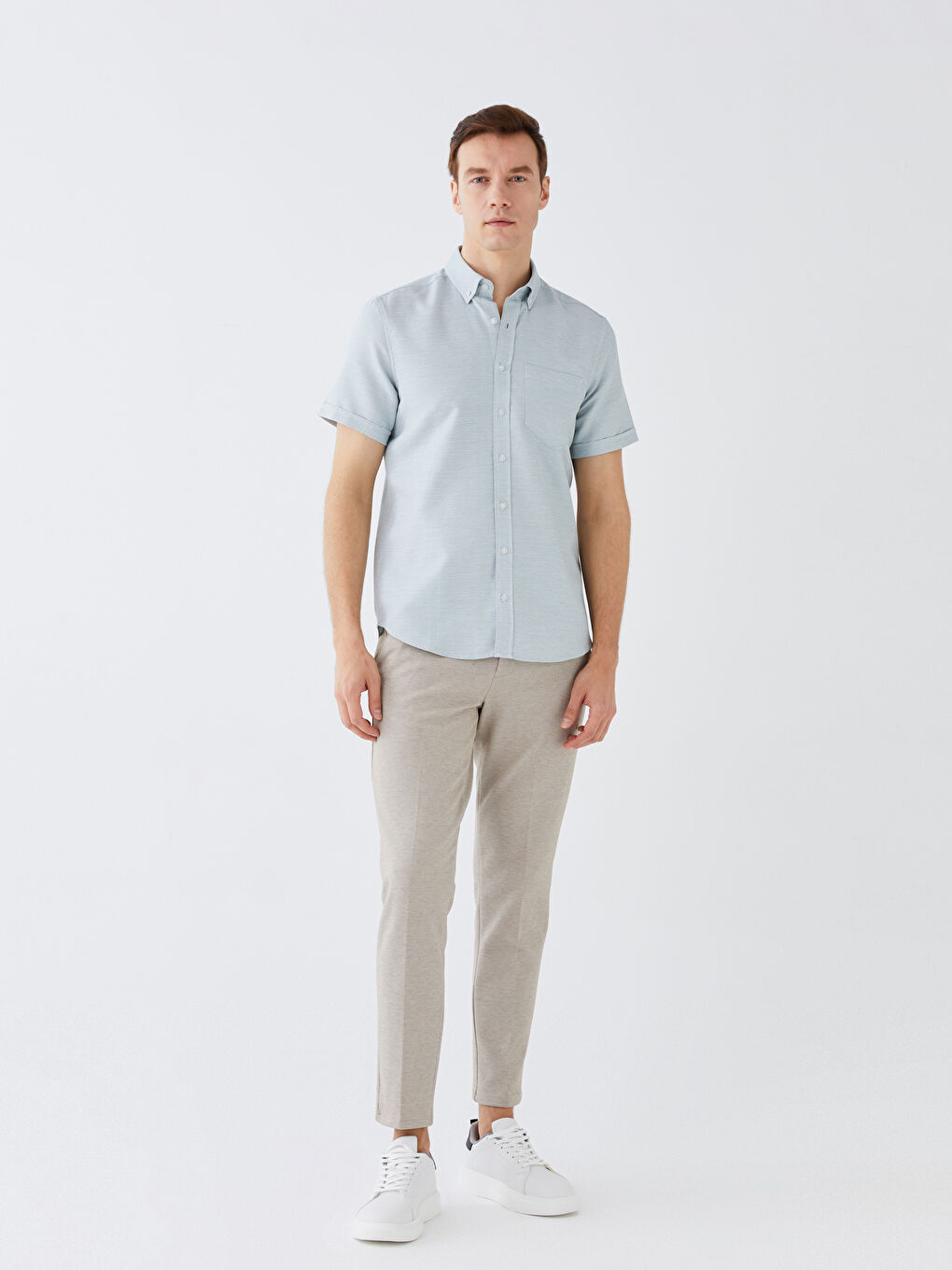 Regular Fit Short Sleeve Dobby Men's Shirt-1