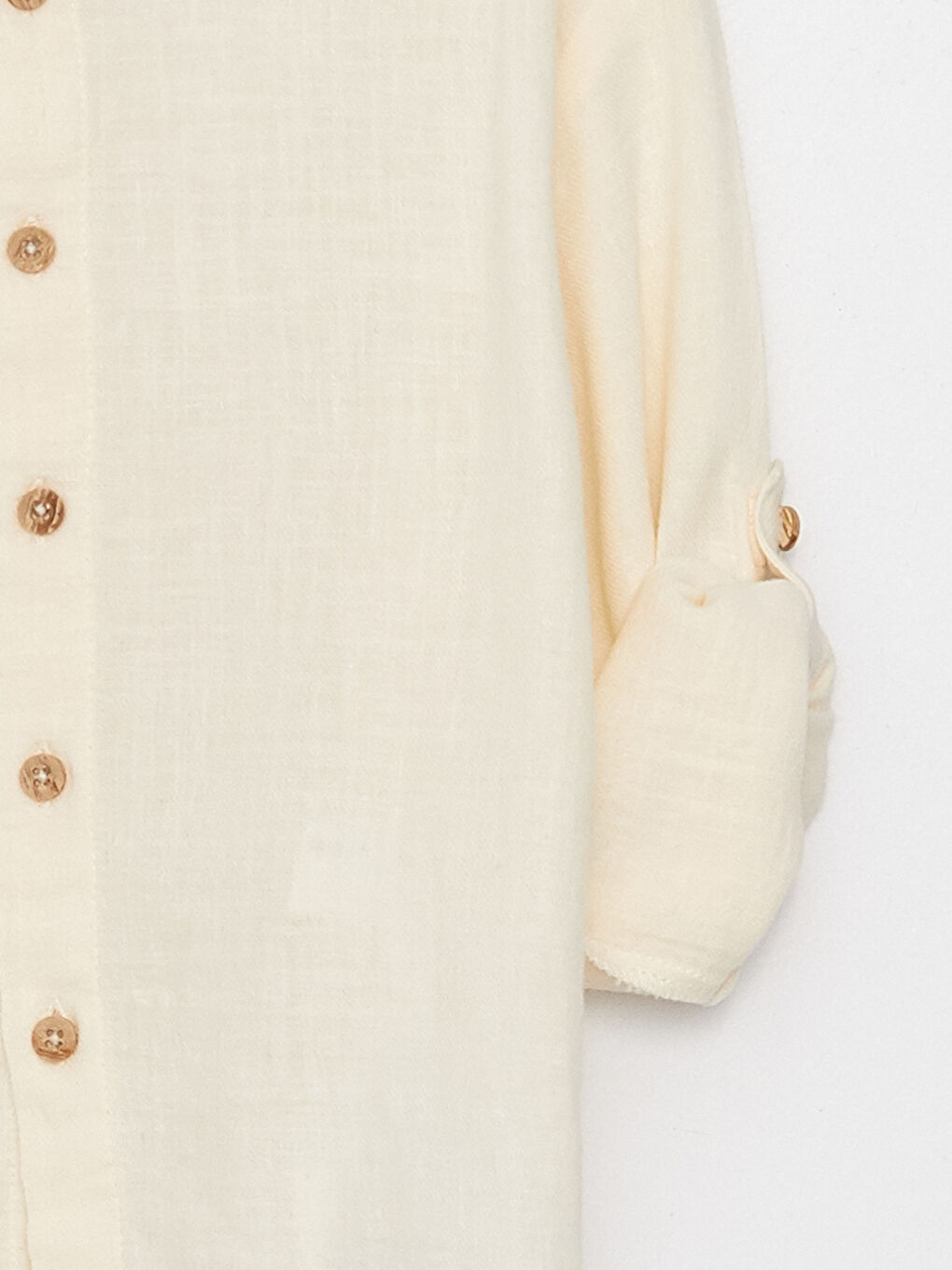 Ekru Hakim Yaka Uzun Kollu Erkek Bebek Gömlek-2