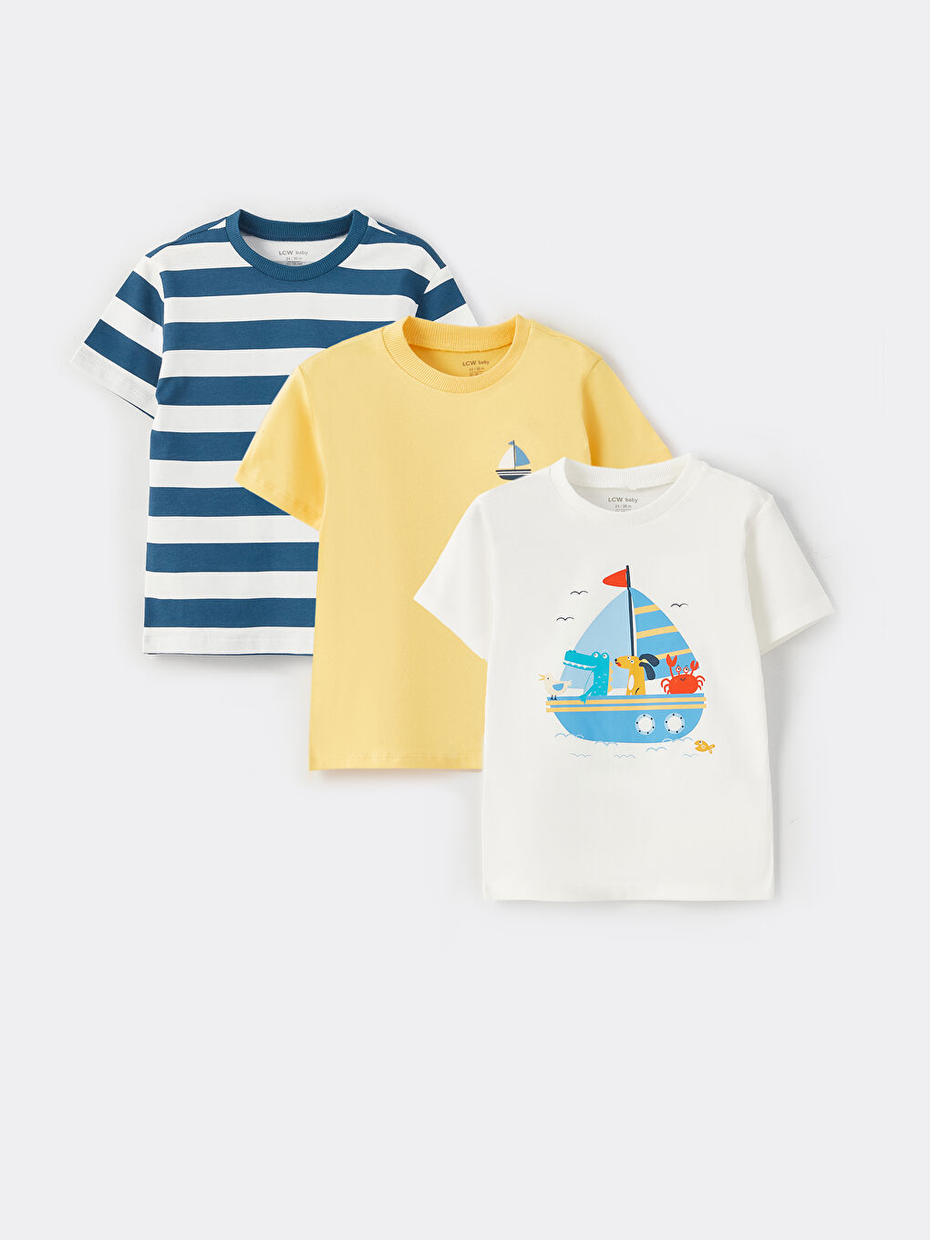 Crew Neck Short Sleeve Baby Boy T-Shirt 3-Pack