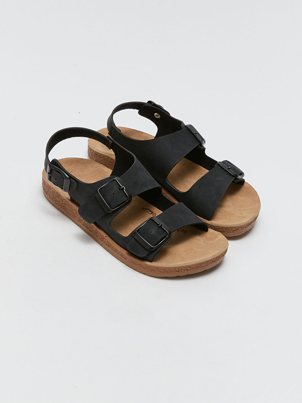 Sandales à Double Bride en Similicuir Aspect Daim pour Femmes