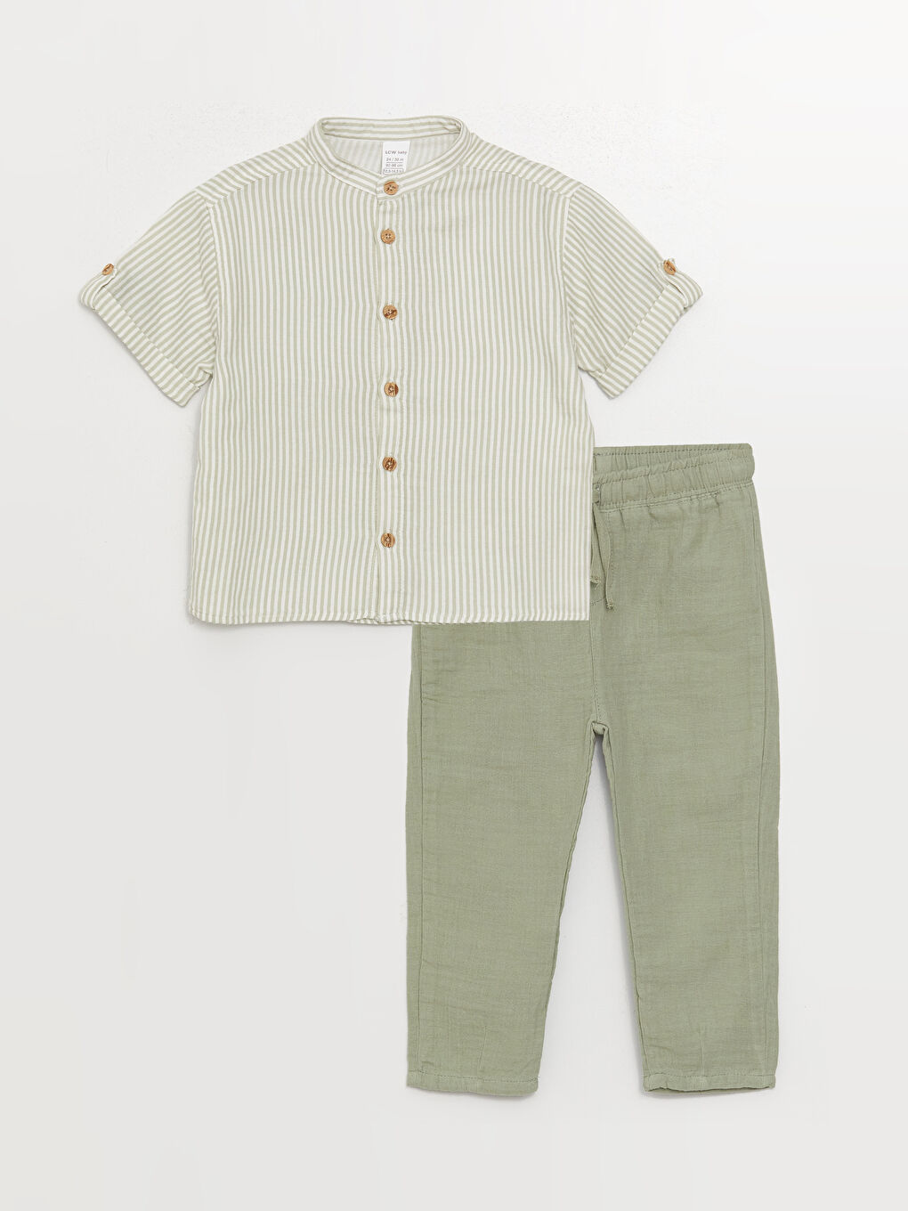 Рубашка и брюки для малыша мальчика с воротником-стойкой и полосатым узором