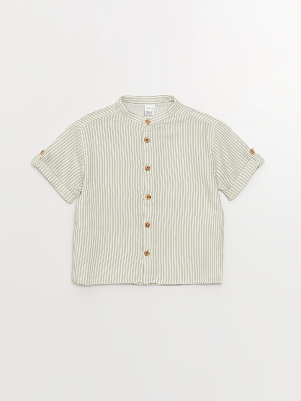 Рубашка и брюки для малыша мальчика с воротником-стойкой и полосатым узором-1