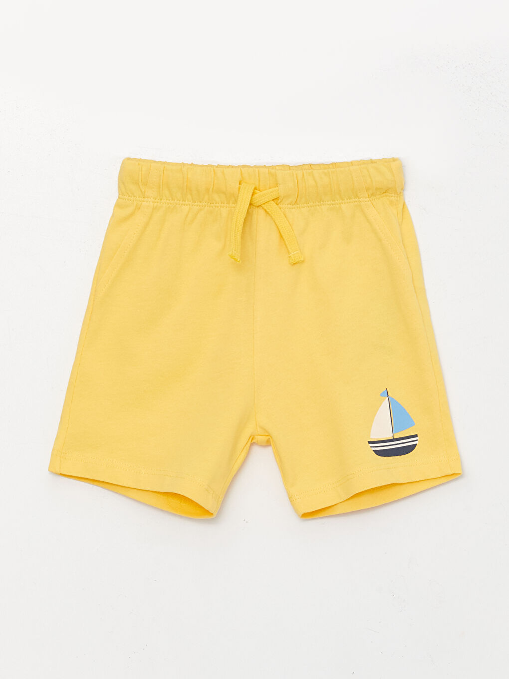 Sarı Beli Lastikli Baskılı Erkek Bebek Şort 2'li-1