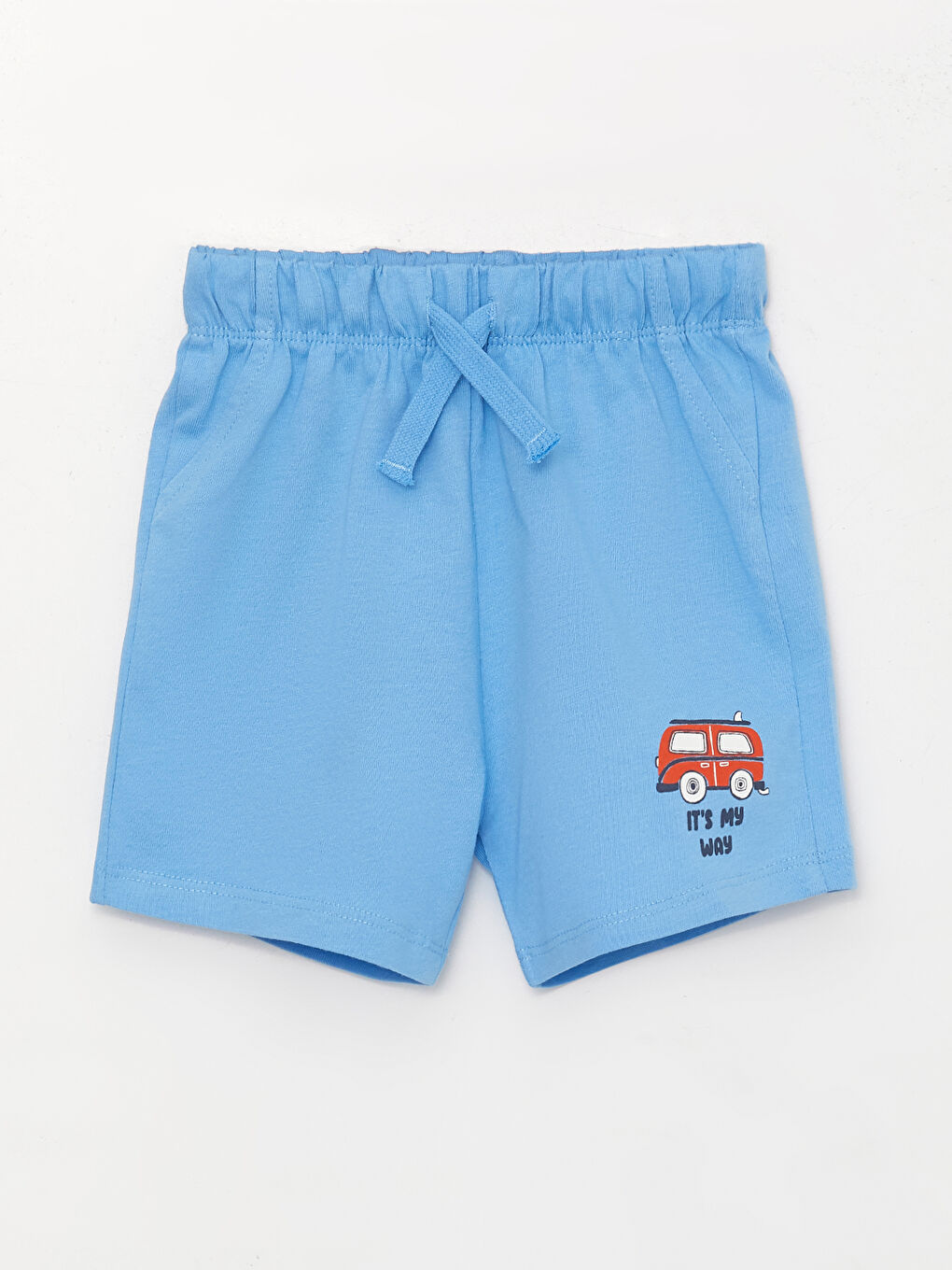 Sarı Beli Lastikli Baskılı Erkek Bebek Şort 2'li-2