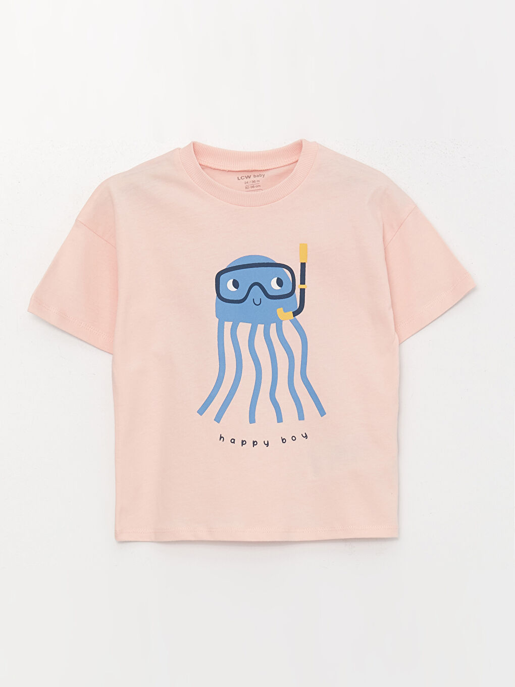 Pembe Bisiklet Yaka Kısa Kollu Baskılı Erkek Bebek Tişört 2'li-1