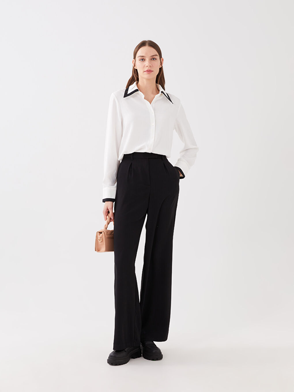 Beyaz Düz Uzun Kollu Aerobin Kadın Gömlek-2