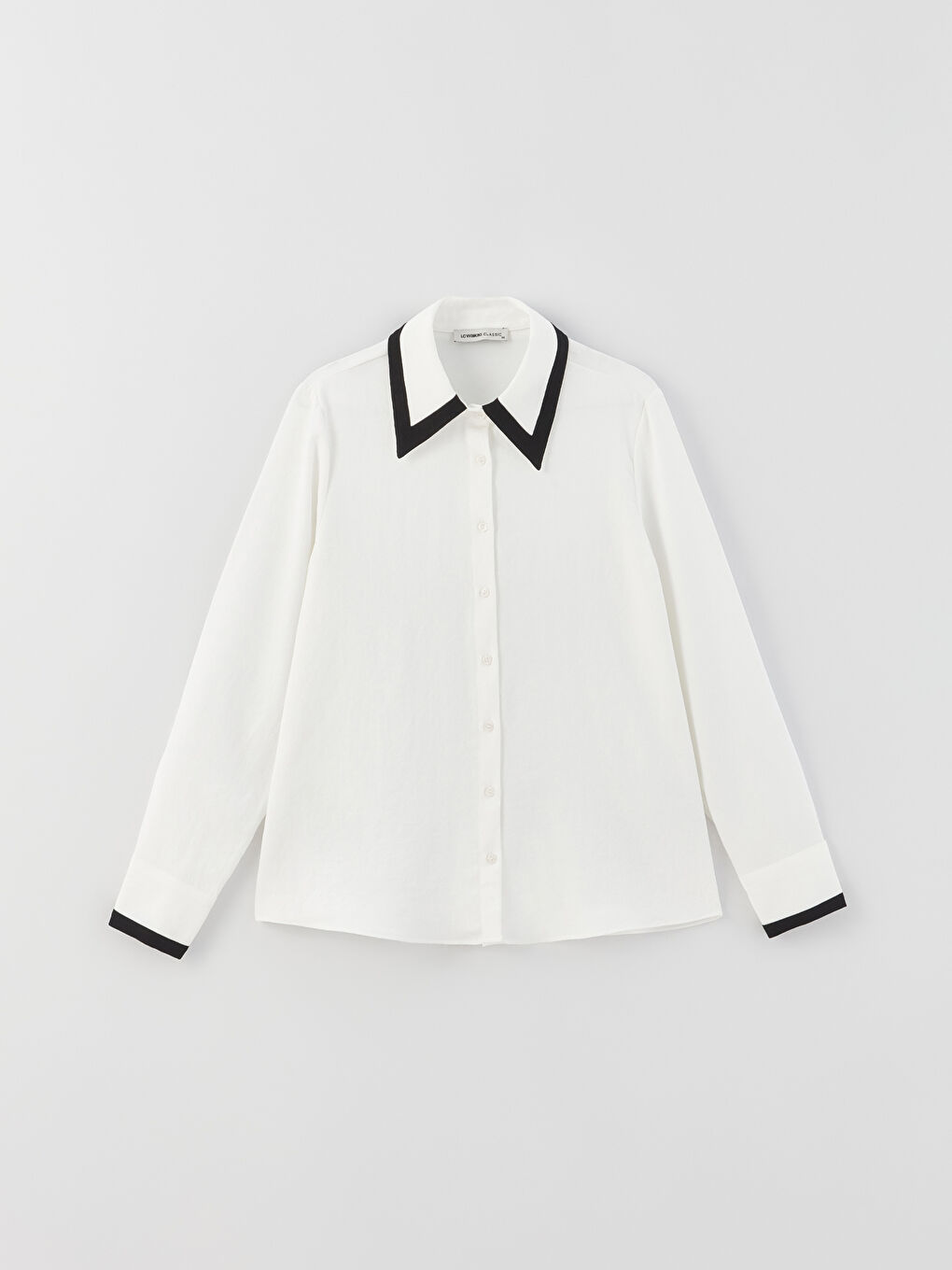 Beyaz Düz Uzun Kollu Aerobin Kadın Gömlek-5