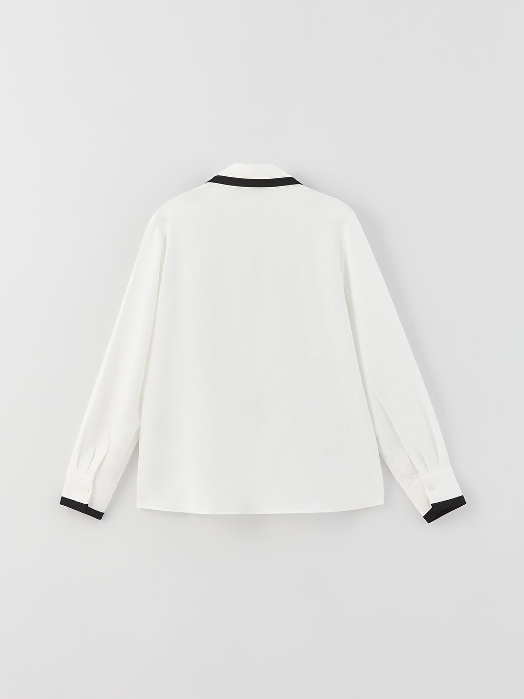 Beyaz Düz Uzun Kollu Aerobin Kadın Gömlek-6