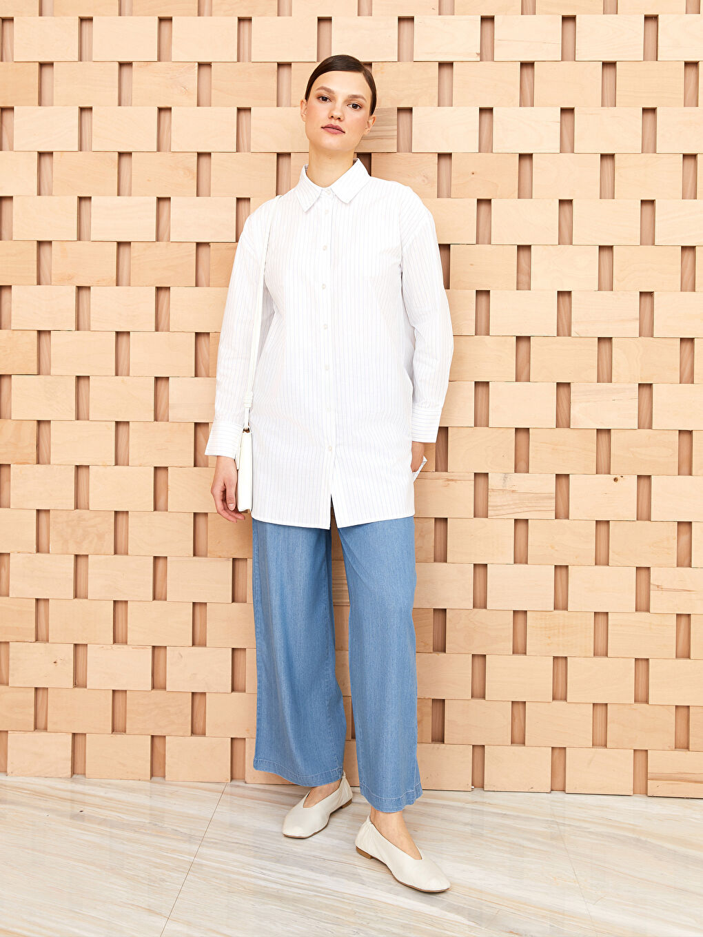 İndigo Beli Lastikli Rahat Kalıp Kadın Jean Pantolon-1