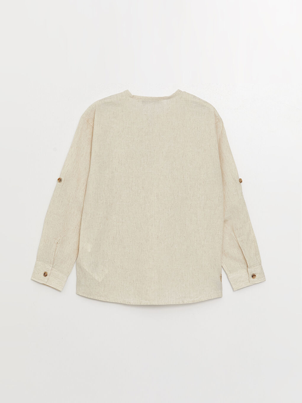 Grandad Collar Relaxed Fit Linen Blend Boy's Shirt-1