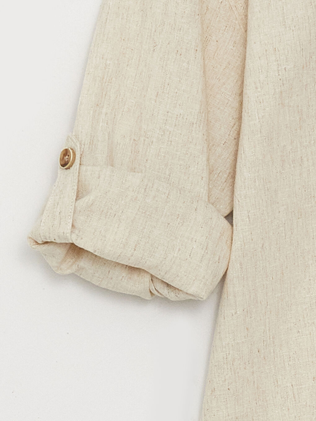 Grandad Collar Relaxed Fit Linen Blend Boy's Shirt-2