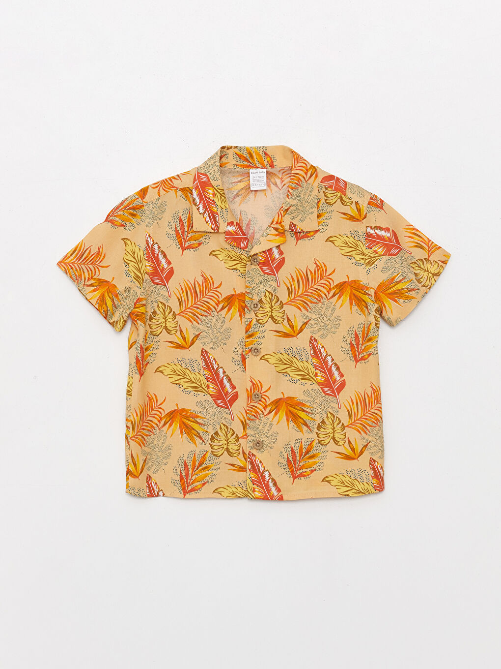 Bej Kısa Kol Baskılı Erkek Bebek Gömlek