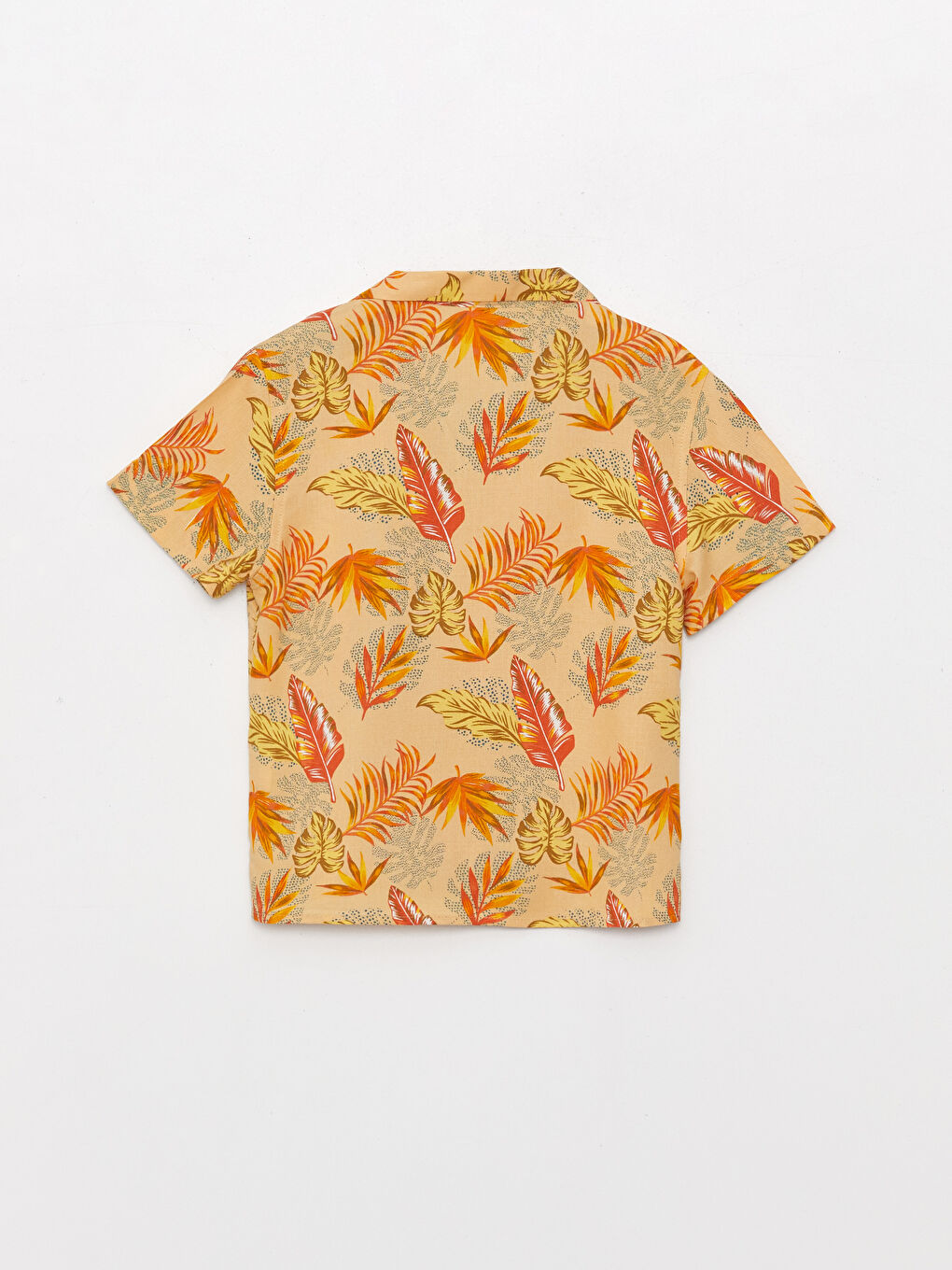 Bej Kısa Kol Baskılı Erkek Bebek Gömlek-1