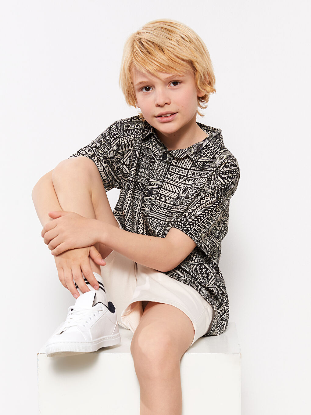 Relaxed Fit Patterned Boys' Shirt -S3EJ35Z4-FXP