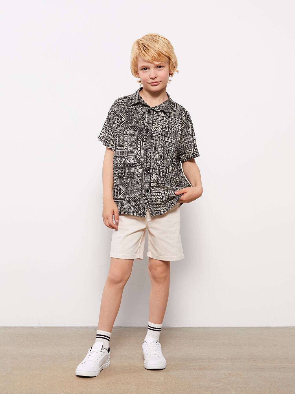 Relaxed Fit Patterned Boys' Shirt -S3EJ35Z4-FXP