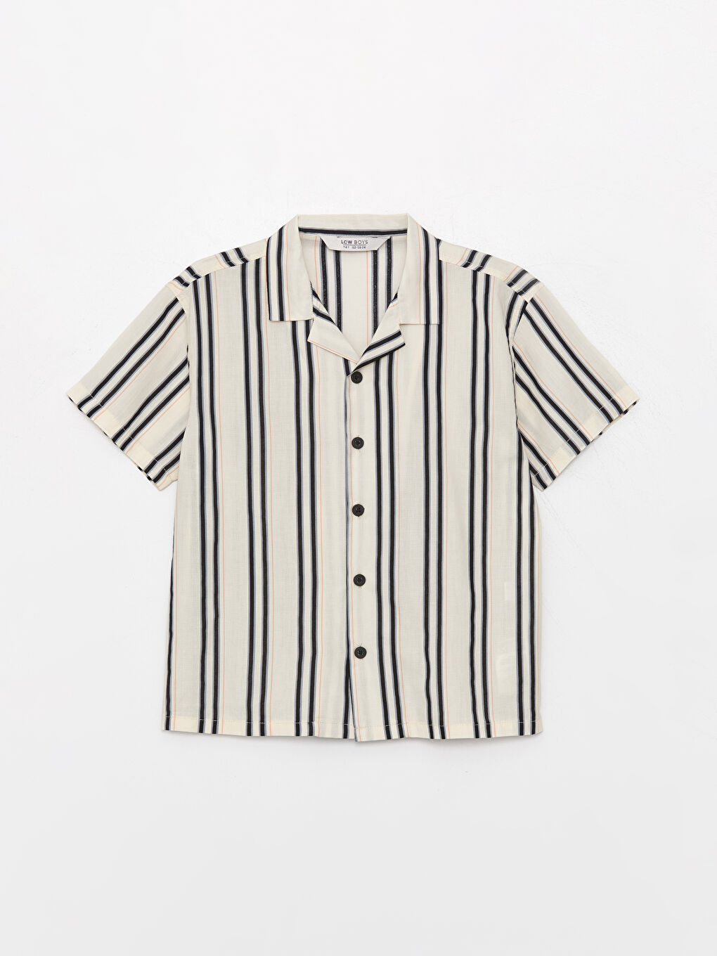 Ekru Rahat Kalıp Çizgili Erkek Çocuk Gömlek