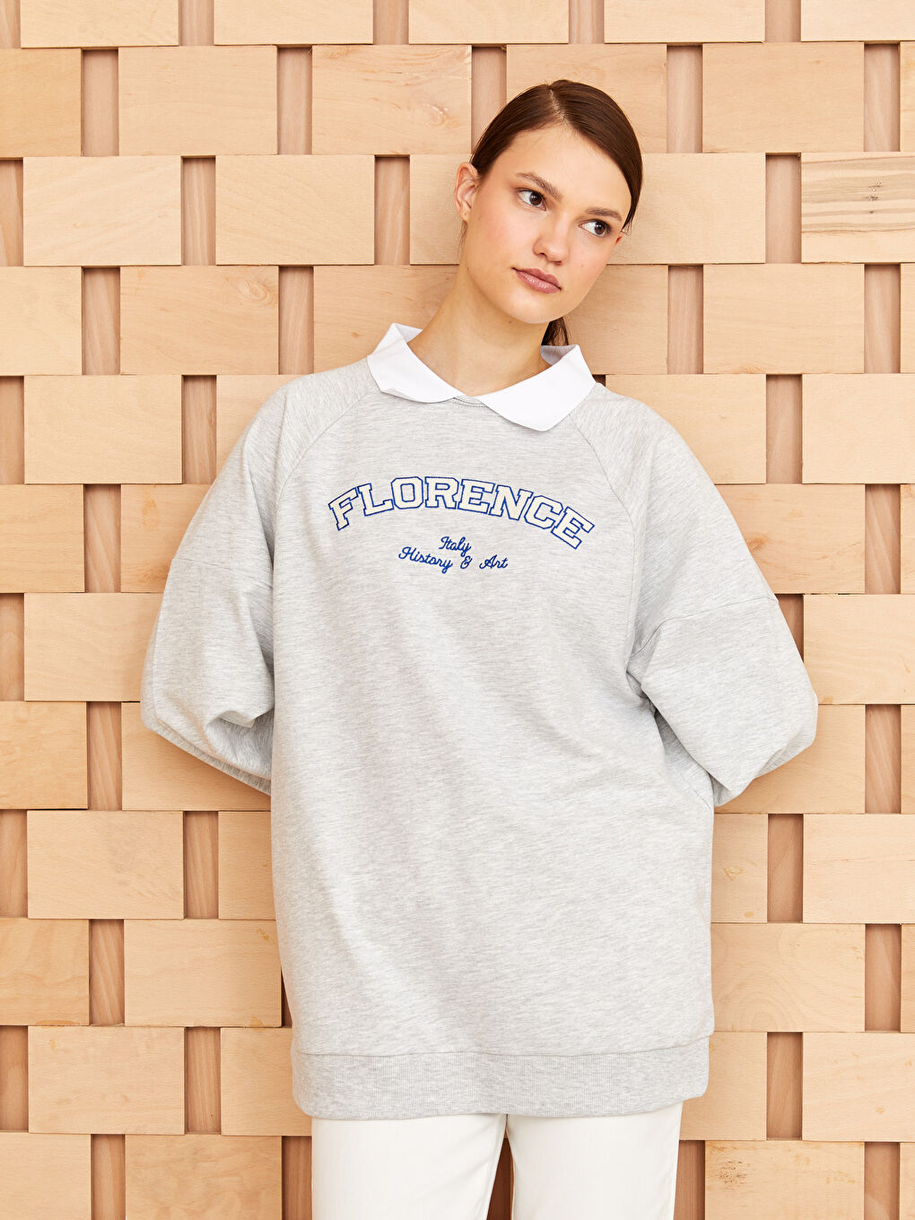 قميص تونيك مطبوع كم طويل أوفراسايز للسيدات-1