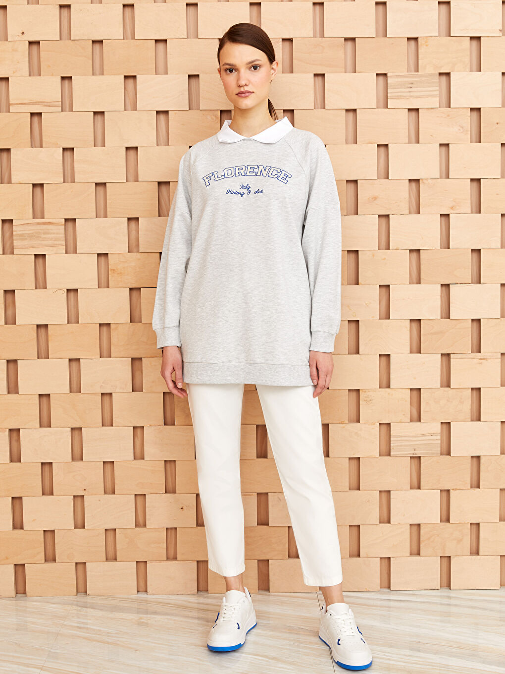 قميص تونيك مطبوع كم طويل أوفراسايز للسيدات-2