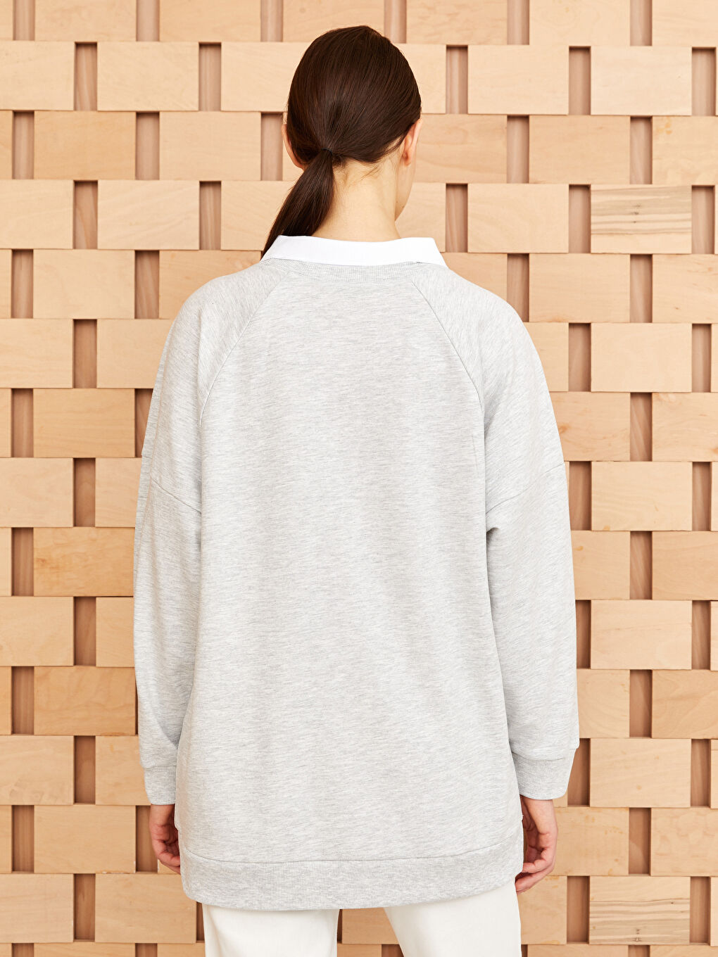 قميص تونيك مطبوع كم طويل أوفراسايز للسيدات-4