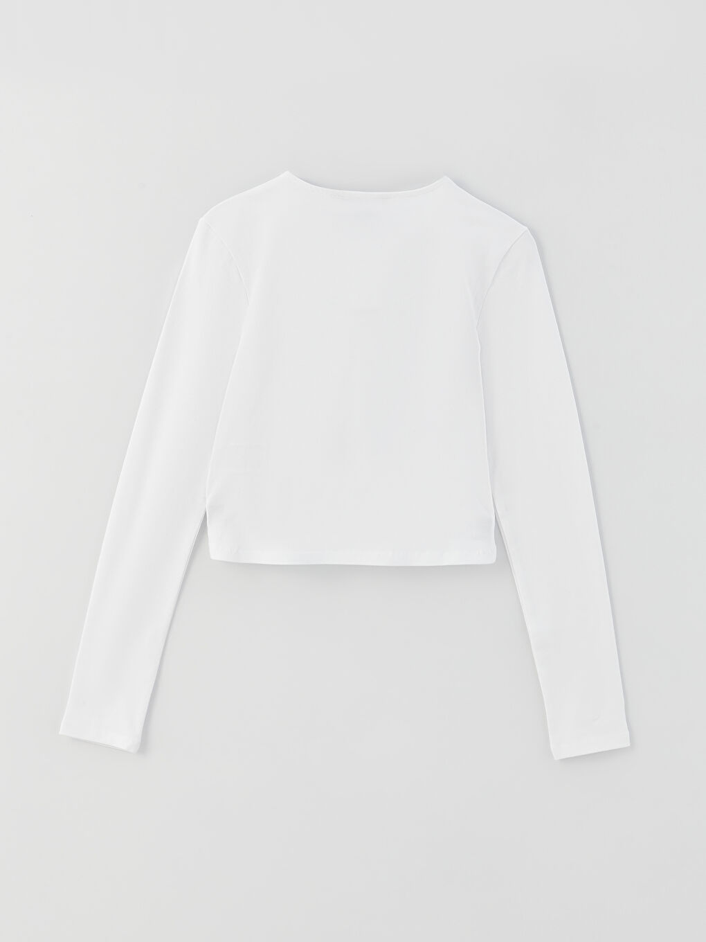 Crew Neck Plain Long Sleeve Women's Crop Top-11