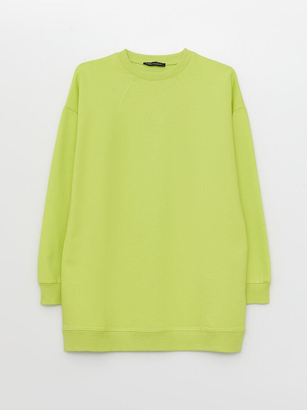 Crew Neck Plain Long Sleeve Women's Sweatshirt Tunic-5