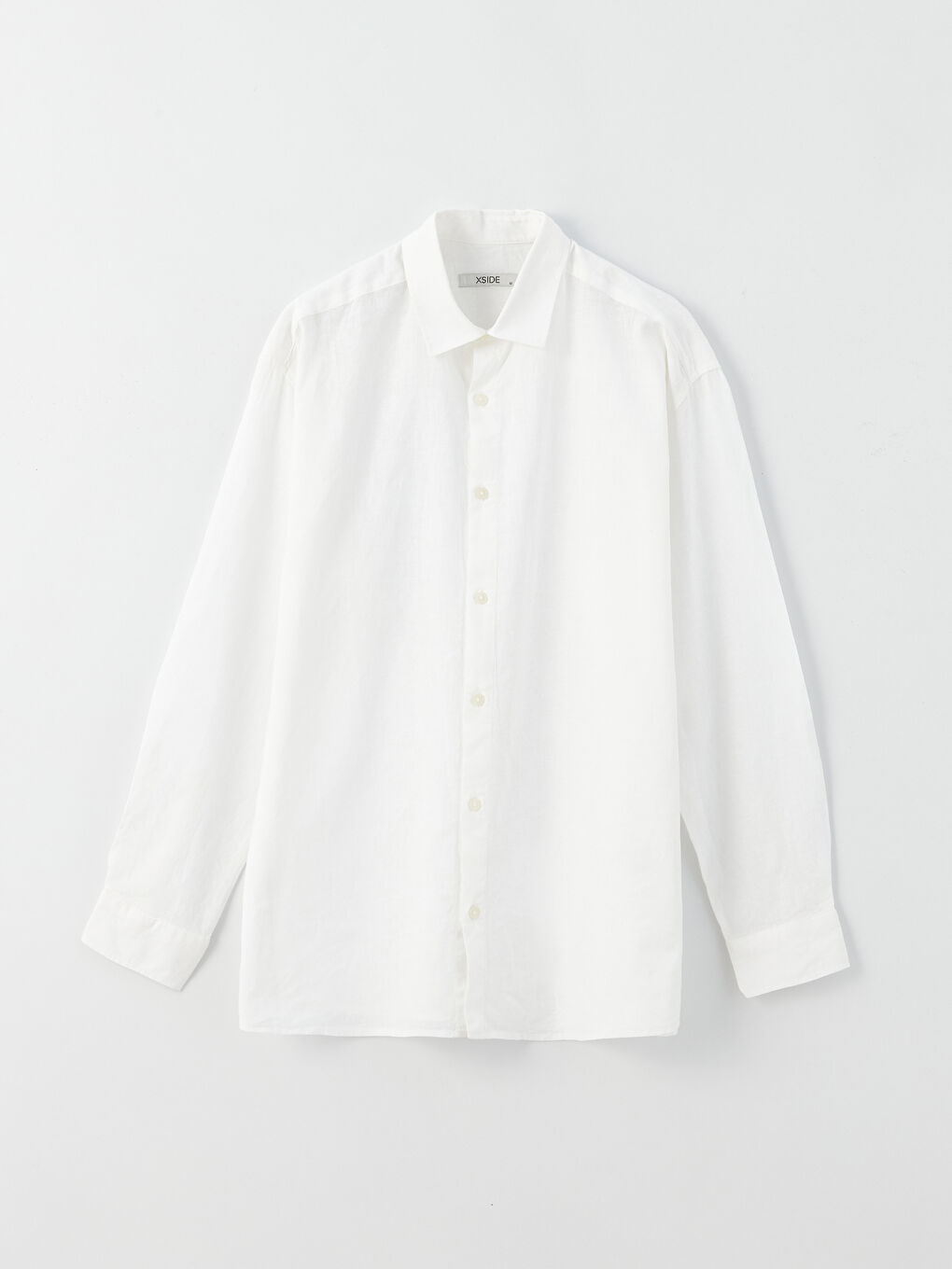 Beyaz Rahat Kalıp Uzun Kollu Erkek Gömlek-5