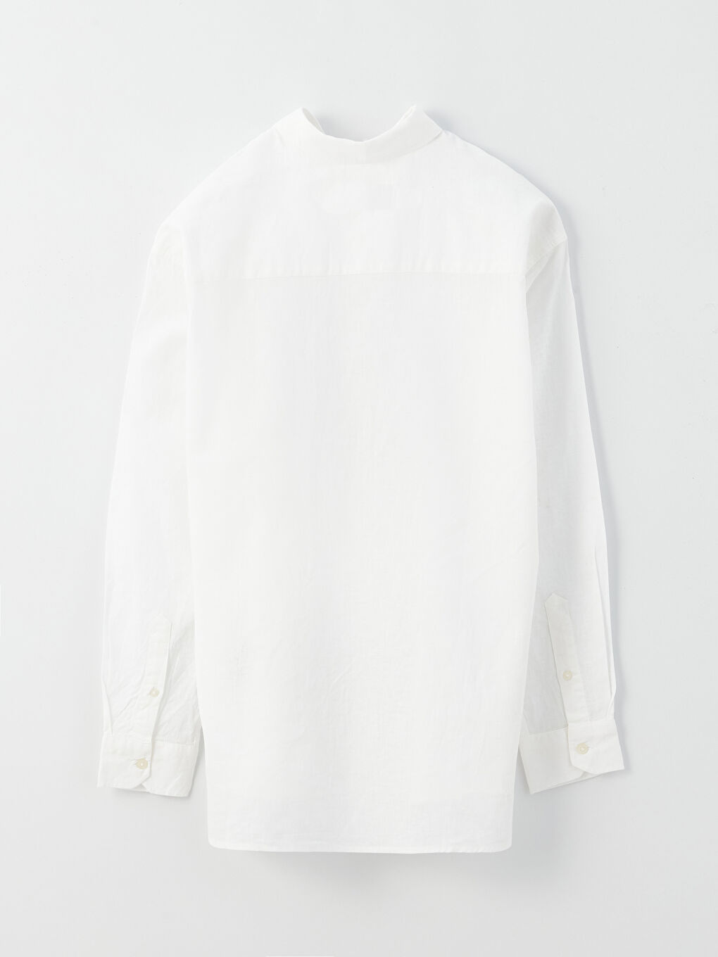 Beyaz Rahat Kalıp Uzun Kollu Erkek Gömlek-6