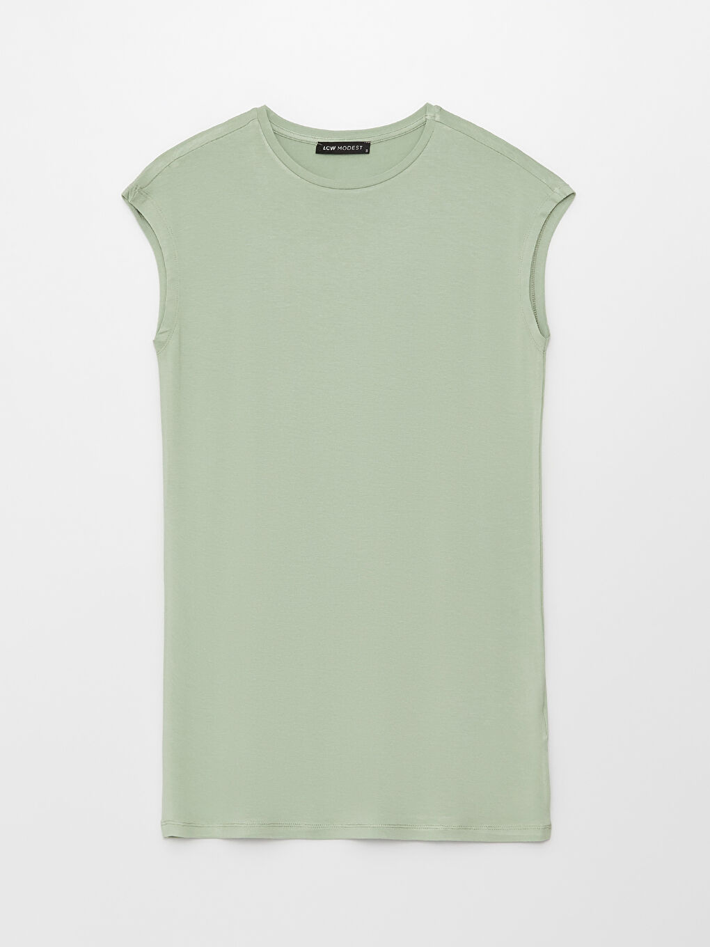 تونيك بدون أكمام بياقة دائرية سادة للسيدات-5