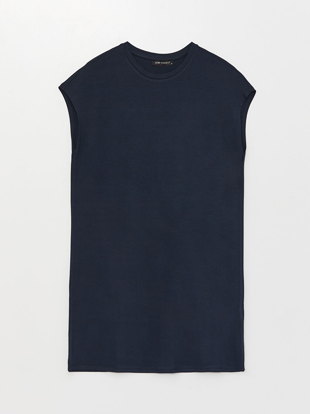 Lacivert Kadın Bisiklet Yaka Düz Kolsuz Tunik-5