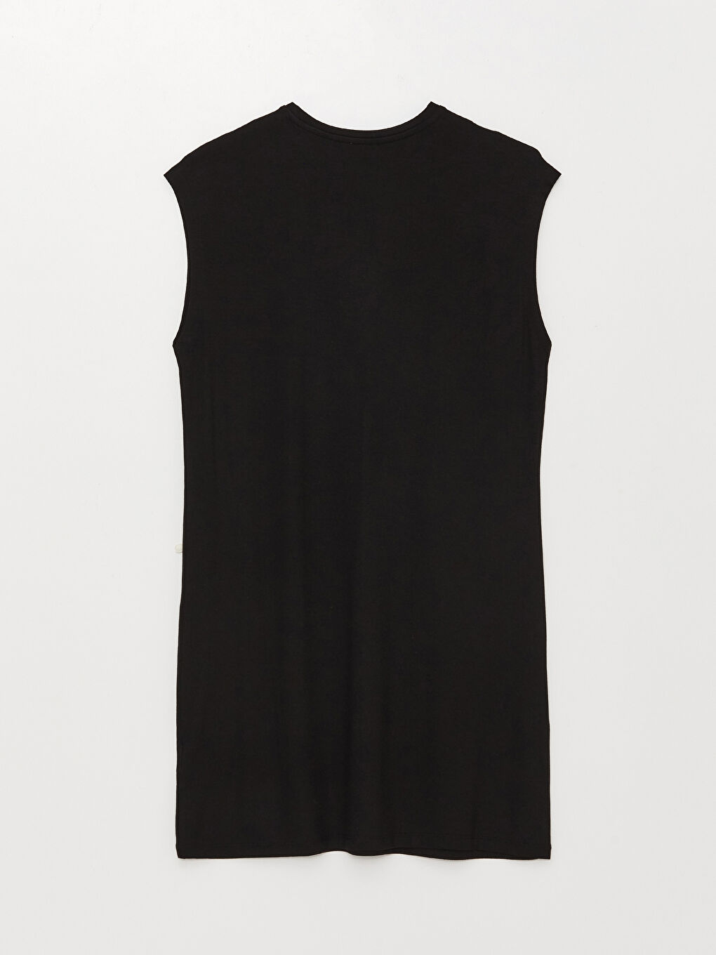 Siyah Kadın Bisiklet Yaka Düz Kolsuz Tunik-6