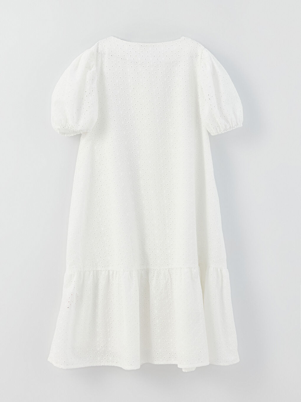Crew Neck Broderie Detailed Girls' Dress-1