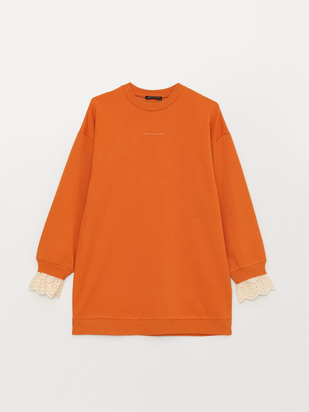 تونيك سويتشيرت كم طويل مطرز بياقة دائرية للسيدات-5