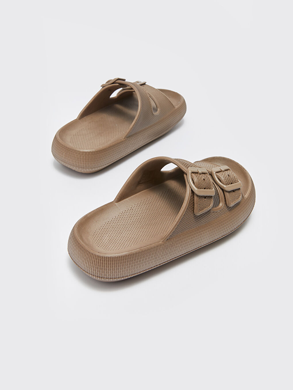 Bej Çift Bantlı Kadın Terlik-4