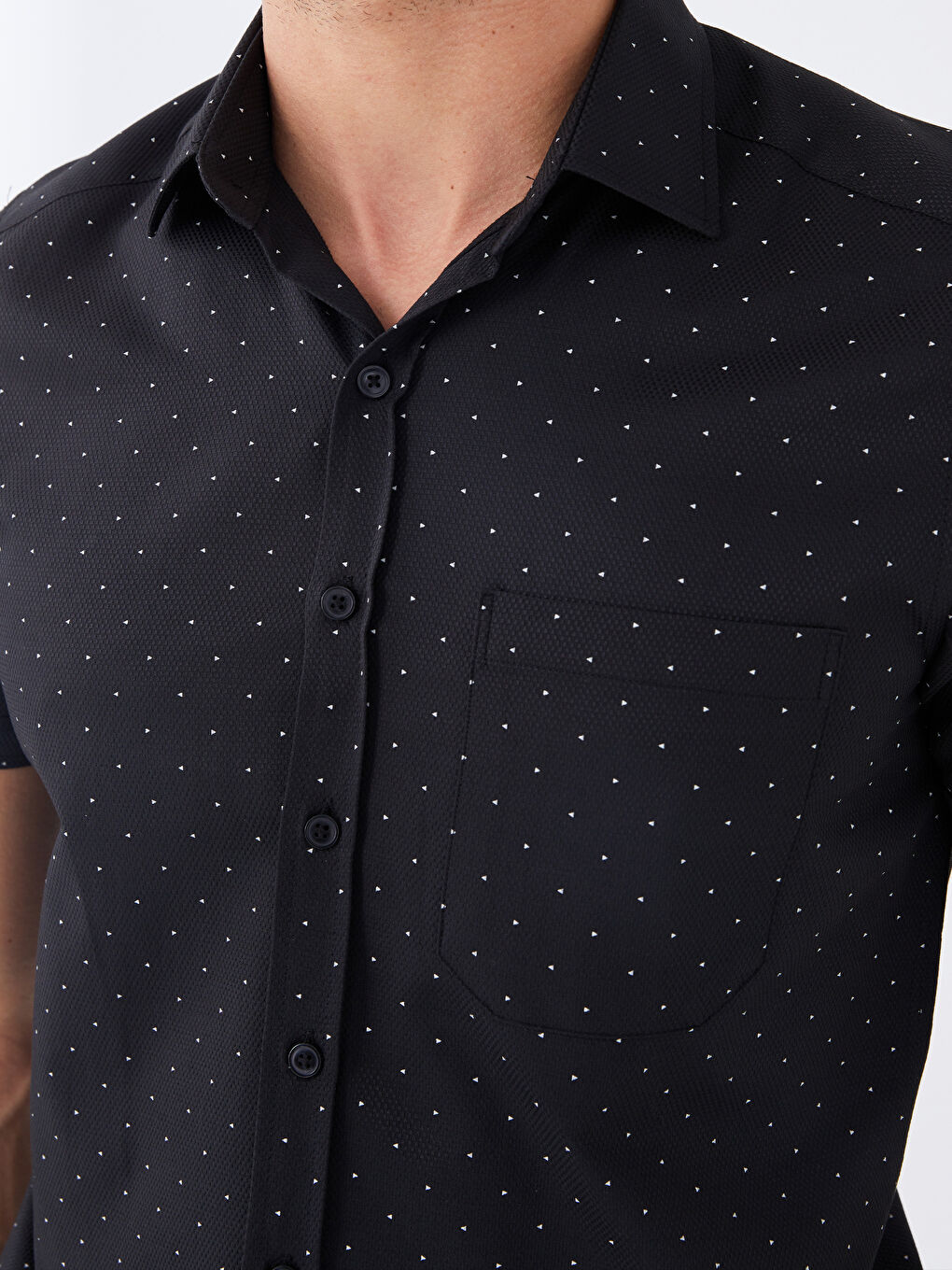 Рубашка Мужская Приталенная С Коротким Рукавом И Узором-3