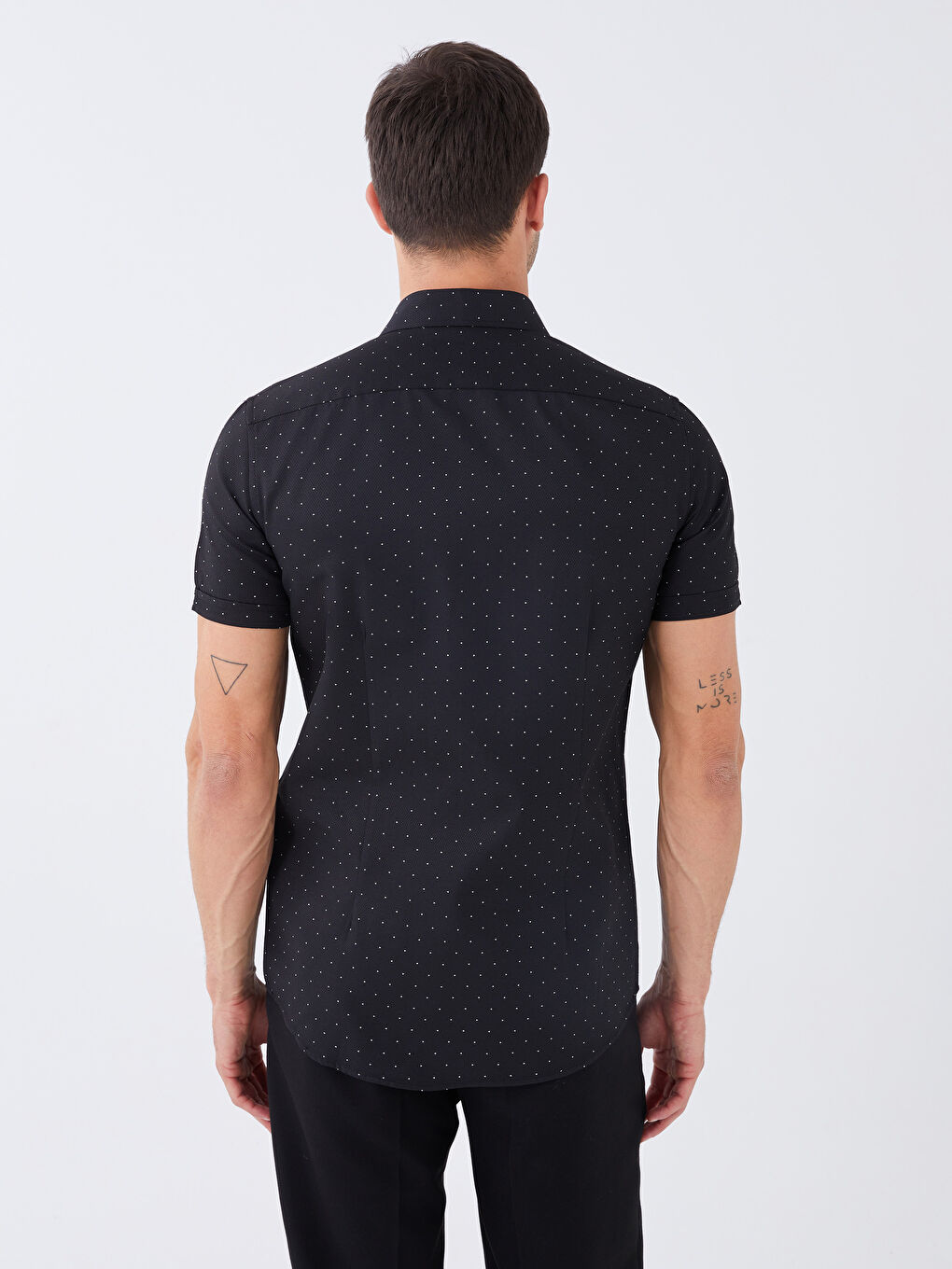 Рубашка Мужская Приталенная С Коротким Рукавом И Узором-4