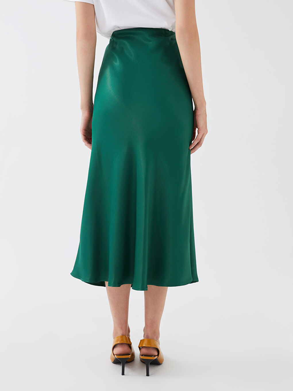 Standard Fit Plain Satin Women's Skirt -S3EJ93Z8-HSC
