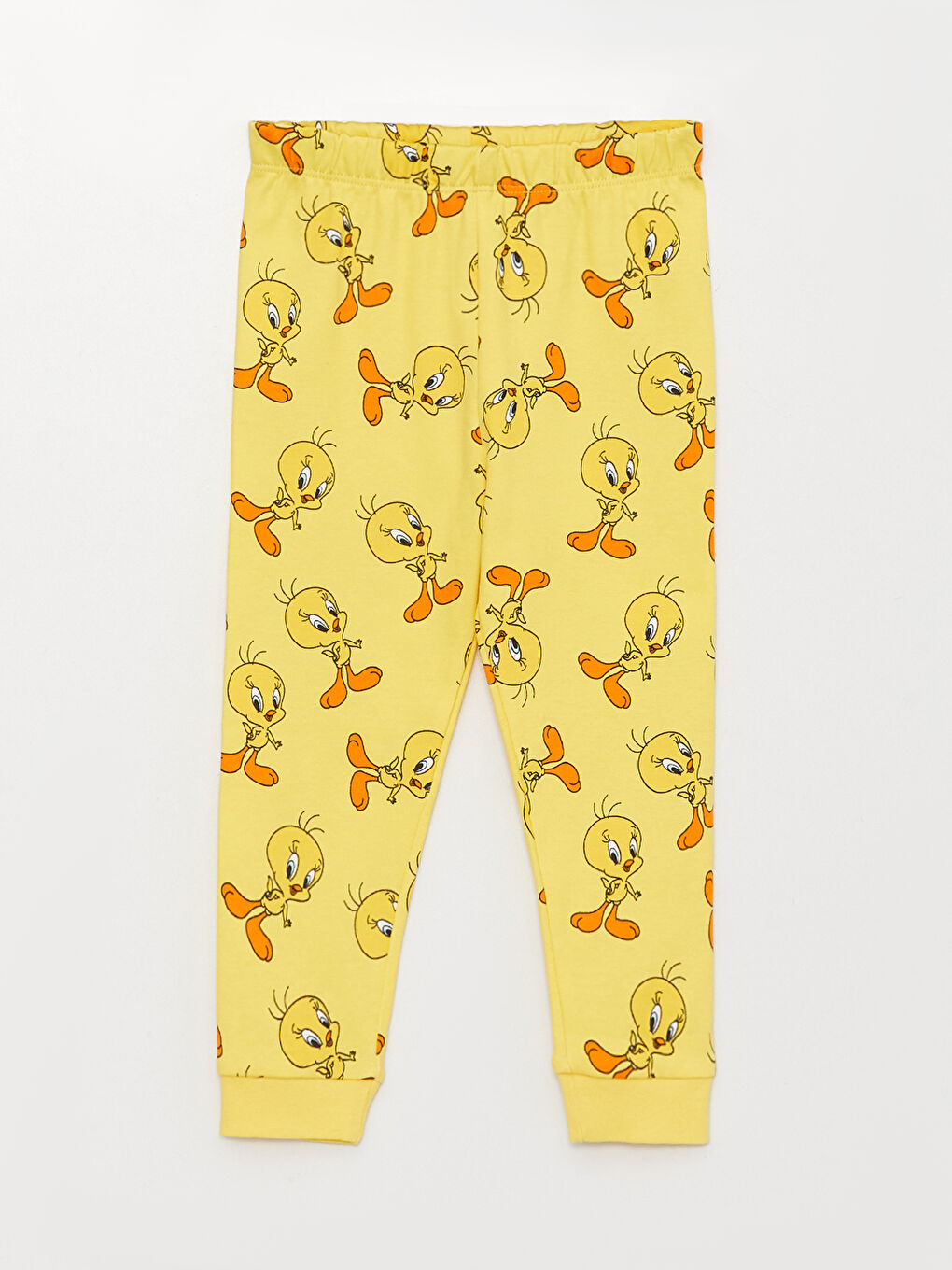 Crew Neck Long Sleeved Tweety Printed Baby Girl Pyjamas Set-2