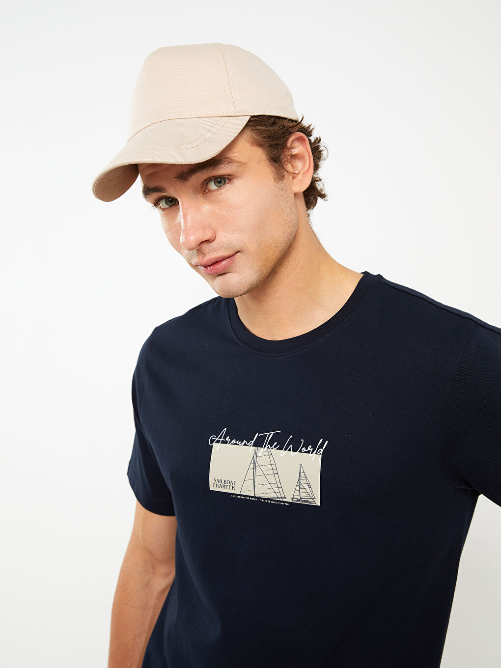 Bej Düz Erkek Kep Şapka-1