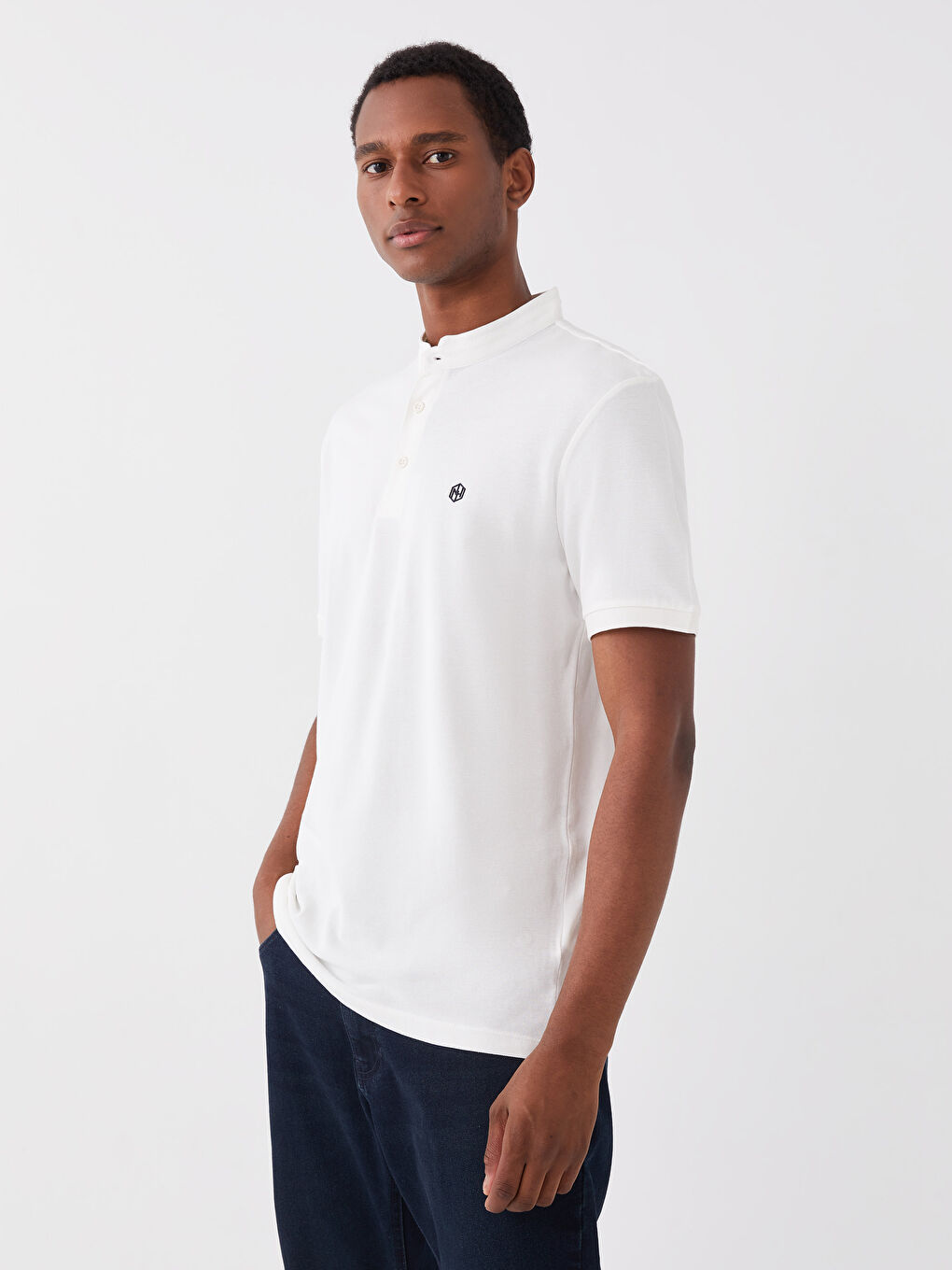 Ekru Hakim Yaka Pike Erkek Tişört